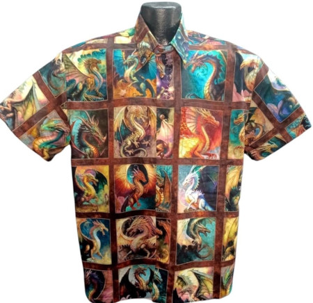 Mythical Dragon Hawaiian Shirt- Made in USA- Cotton